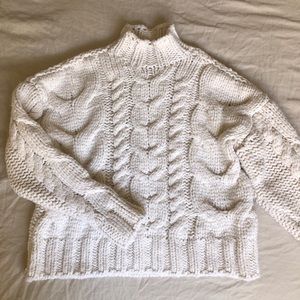 Zara Cream Knit Chunky Turtleneck Sweater
